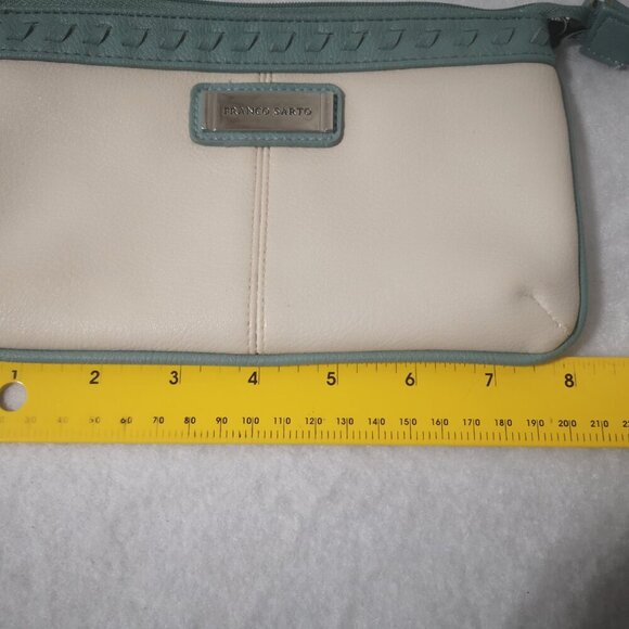 Franco Sarto Faux Leather Cream & Green Ladies Lined Wristlet - Picture 7 of 8